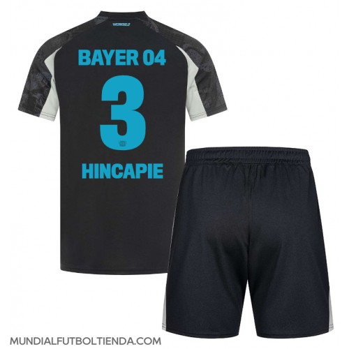 Camiseta Bayer Leverkusen Piero Hincapie #3 Tercera Equipación Replica 2024-25 para niños mangas cortas (+ Pantalones cortos)